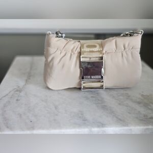Steve Madden Beige Clutch with Silver Accents